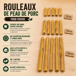 Rouleau de porc pour chien 12, 25 ou 50 cm